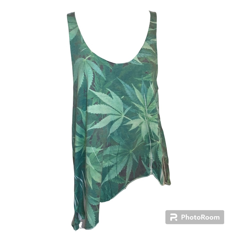 Local Celebrity Leaf Tank Top Asymmetrical Rasta